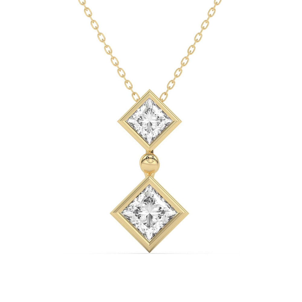 360 degree view of Duo Princess Lab Diamond Bezel Pendant
