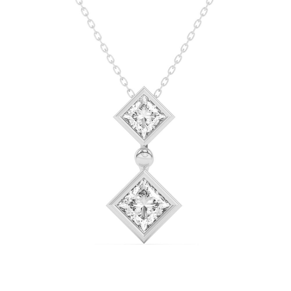 360 degree view of Duo Princess Lab Diamond Bezel Pendant