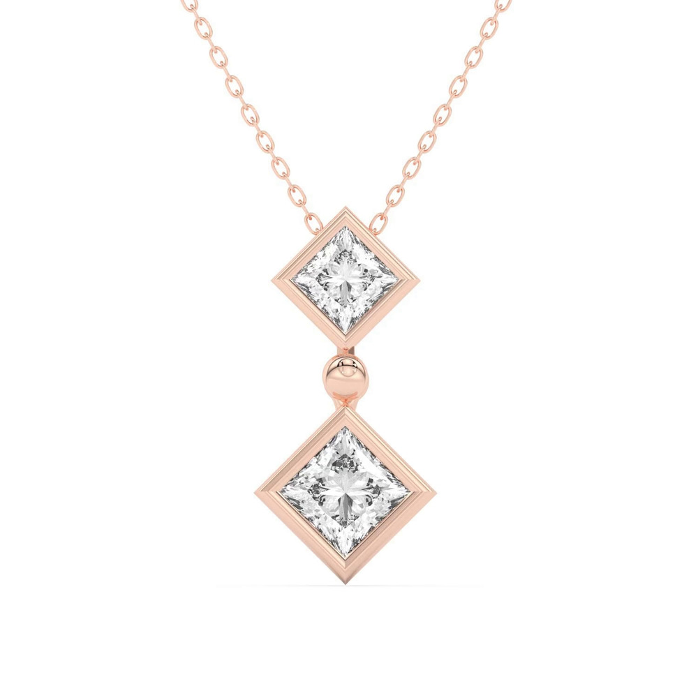 360 degree view of Duo Princess Diamond Bezel Pendant