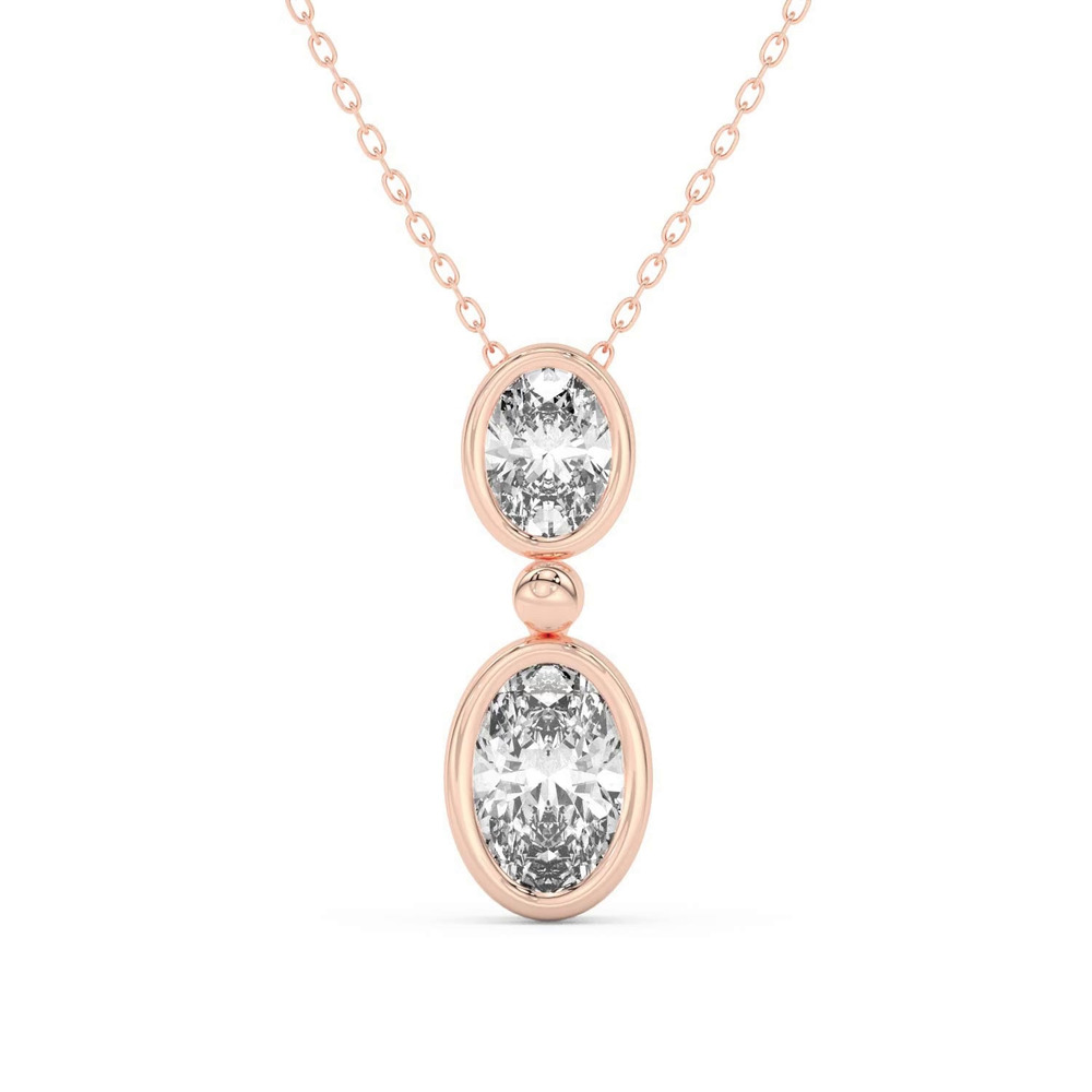 360 degree view of Duo Oval Diamond Bezel Pendant