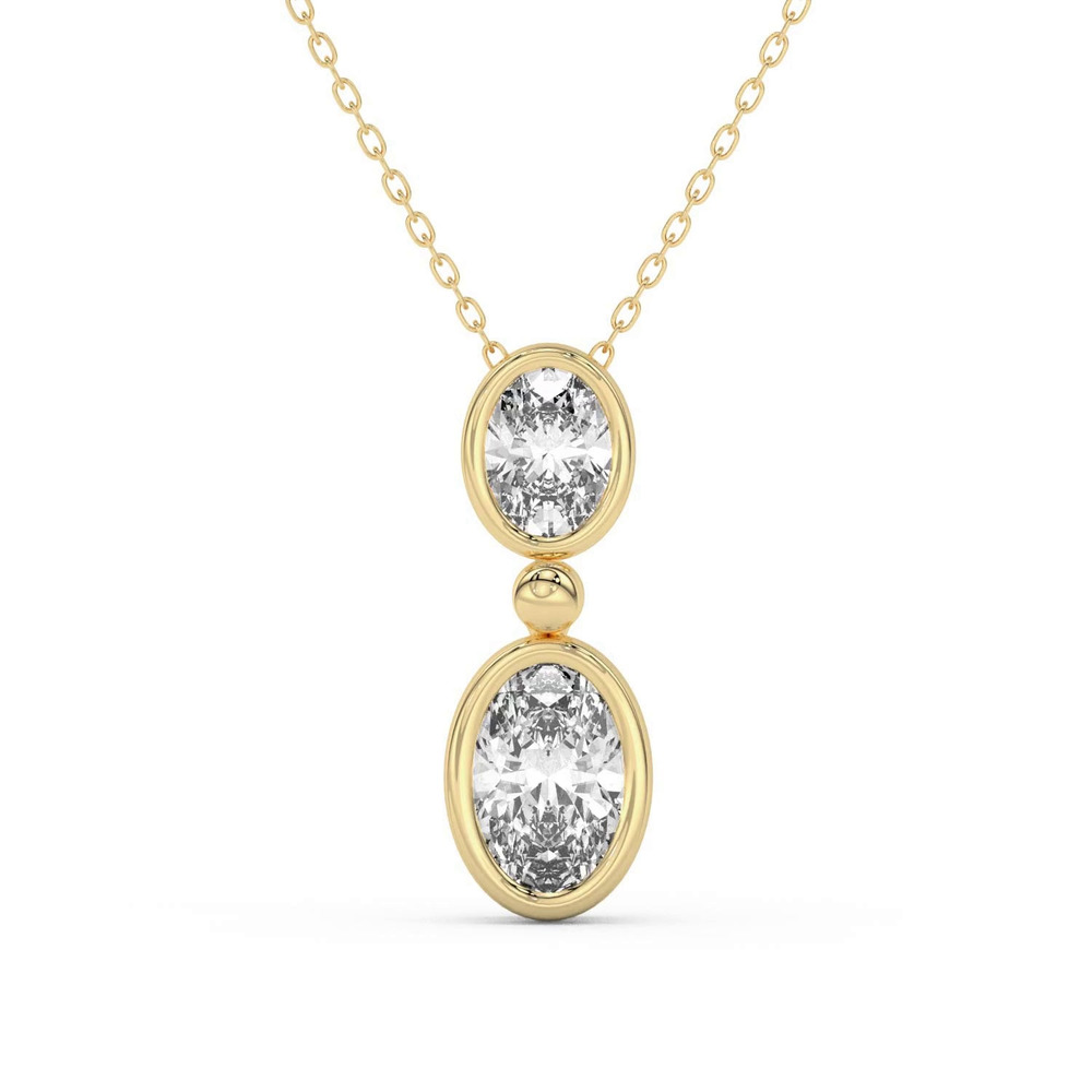 360 degree view of Duo Oval Diamond Bezel Pendant
