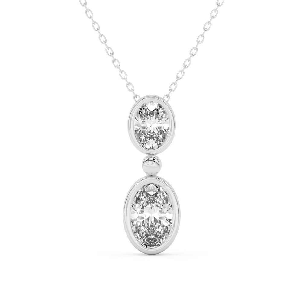 360 degree view of Duo Oval Diamond Bezel Pendant