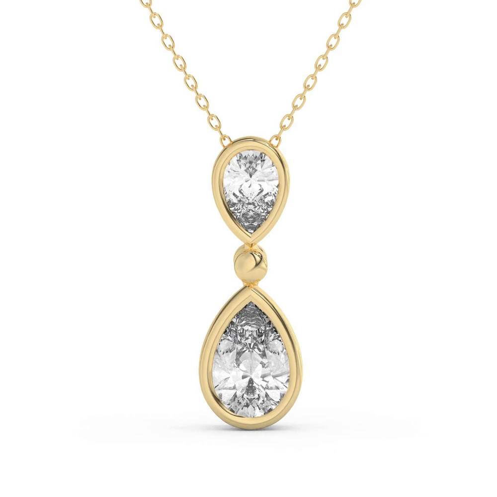 360 degree view of Duo Pear-Shaped Lab Diamond Bezel Pendant