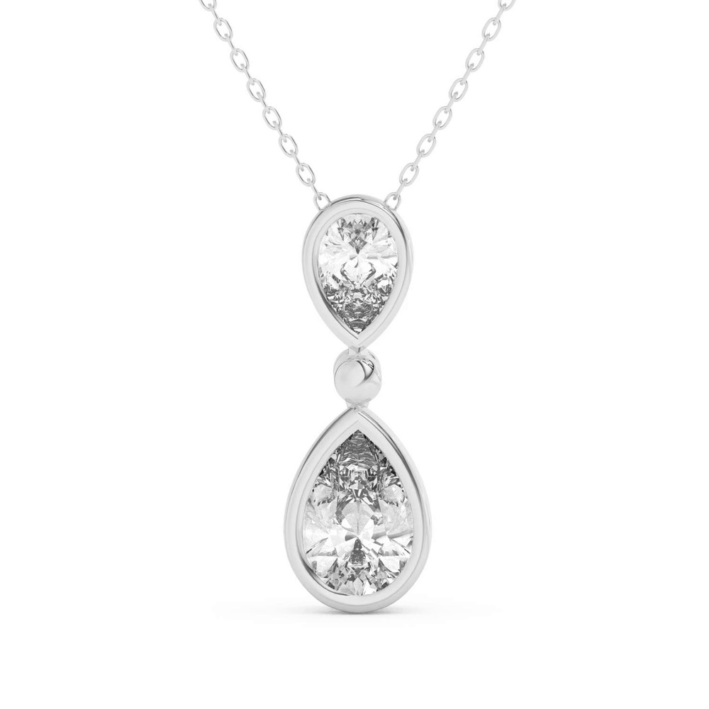 360 degree view of Duo Pear-Shaped Lab Diamond Bezel Pendant
