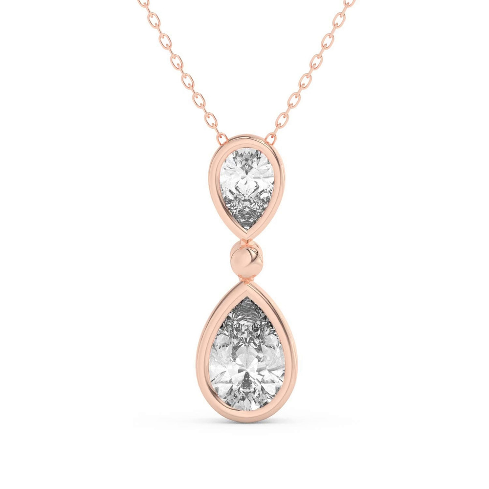 360 degree view of Duo Pear-Shaped Diamond Bezel Pendant