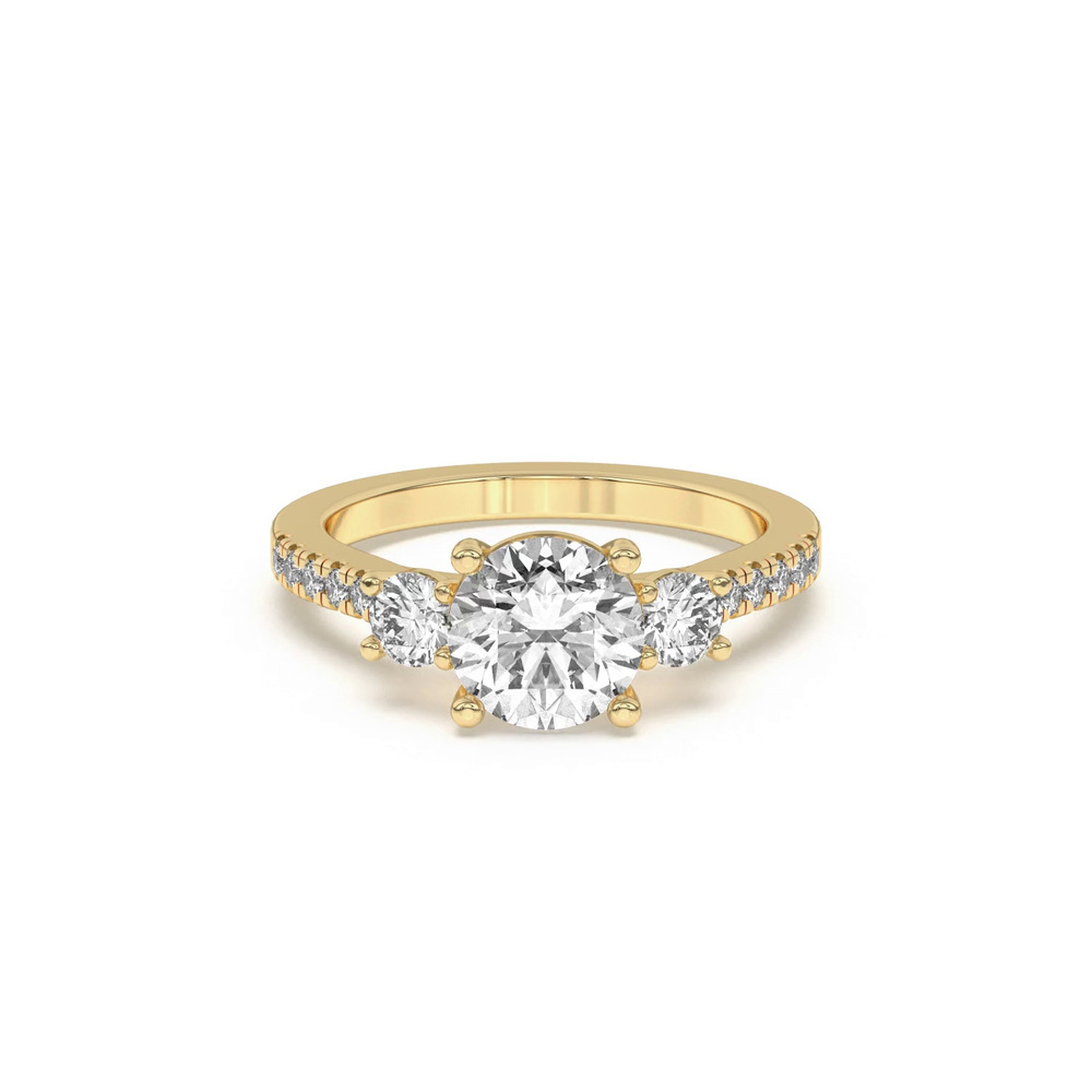 360 degree view of Tria Pavé Round Lab Accent Three-Stone Ring
