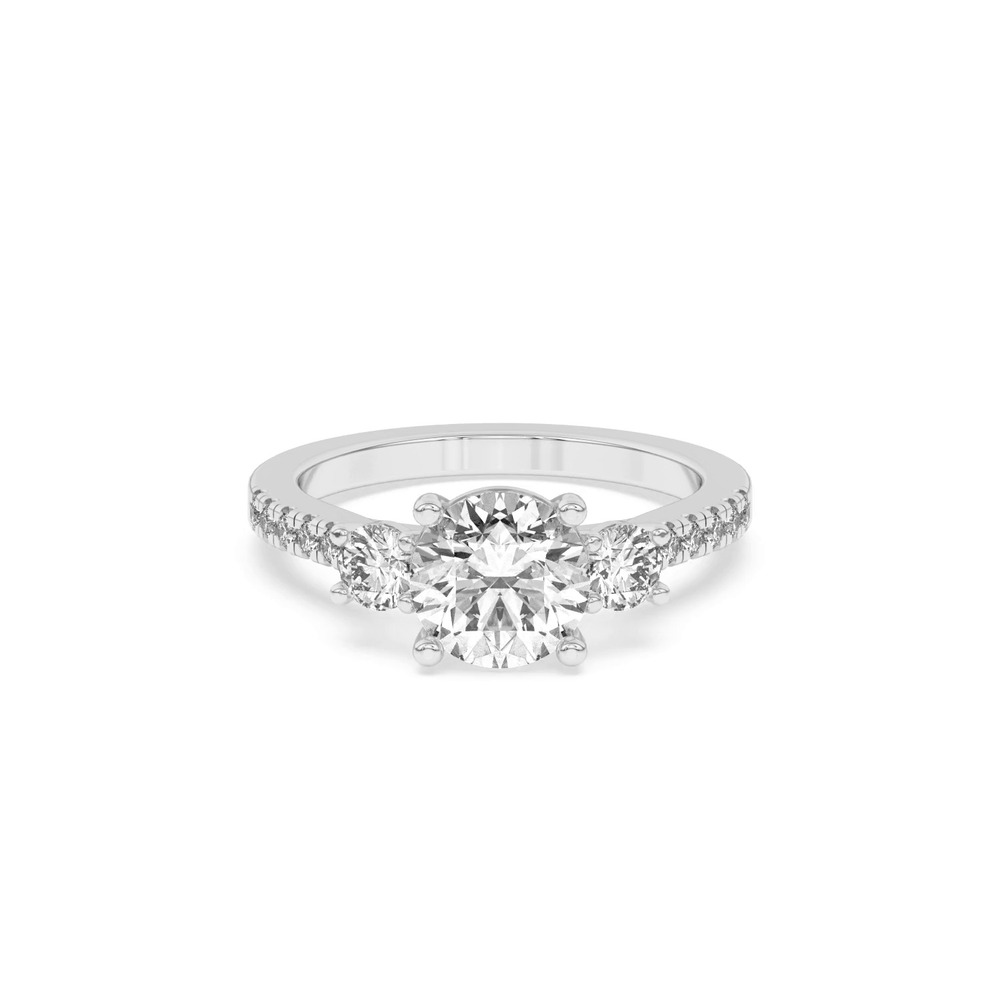 360 degree view of Tria Pavé Round Lab Accent Three-Stone Ring