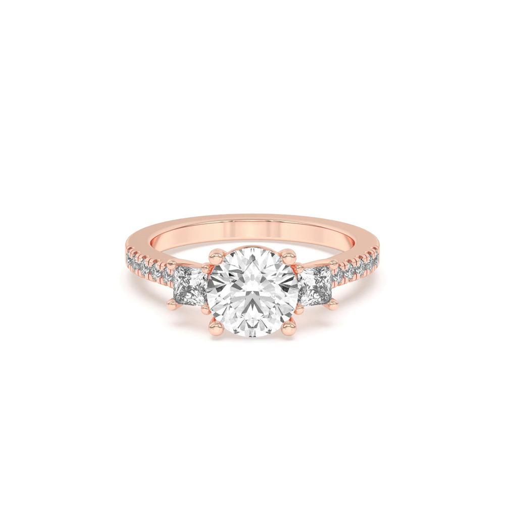 360 degree view of Tria Pavé Princess Lab Accent Three-Stone Ring