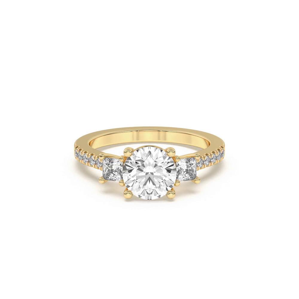 360 degree view of Tria Pavé Princess Lab Accent Three-Stone Ring