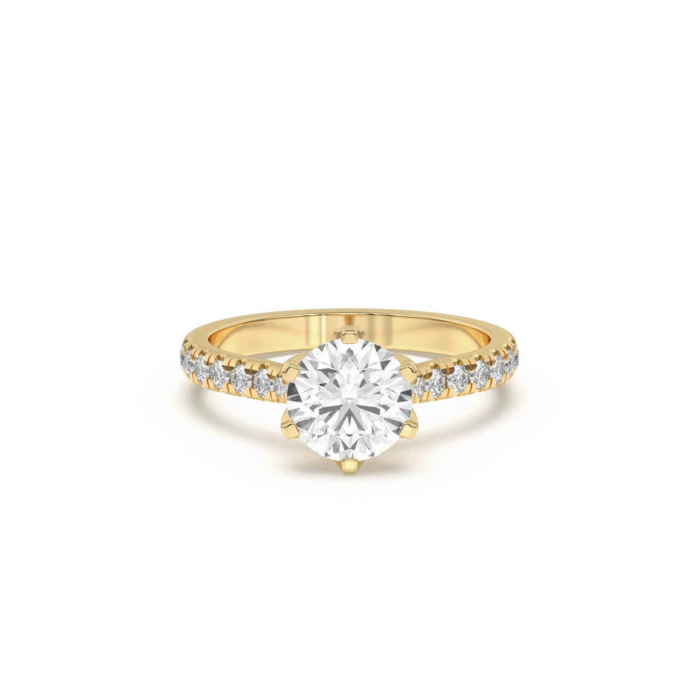 360 degree view of Marigold Grand Tulip Inspired 6 Prong Lab Engagement Ring