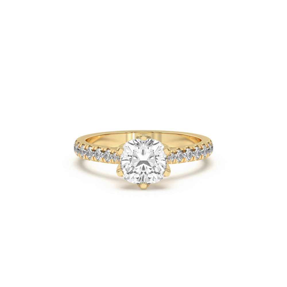 360 degree view of Marigold Grand Tulip Inspired 6 Prong Lab Engagement Ring
