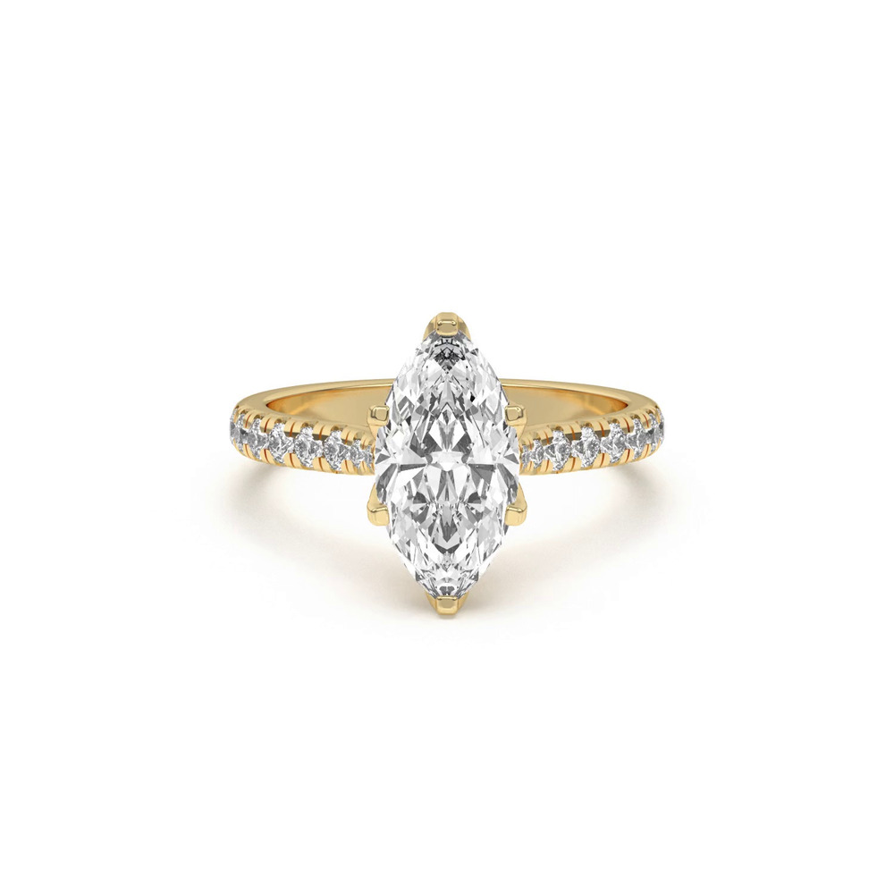 360 degree view of Marigold Grand Tulip Inspired 6 Prong Lab Engagement Ring