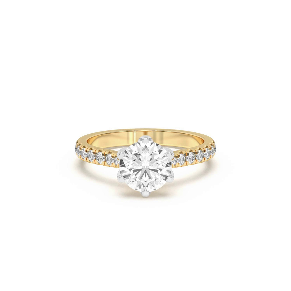 360 degree view of Marigold Grand Tulip Inspired 6 Prong Two-Tone Engagement Ring