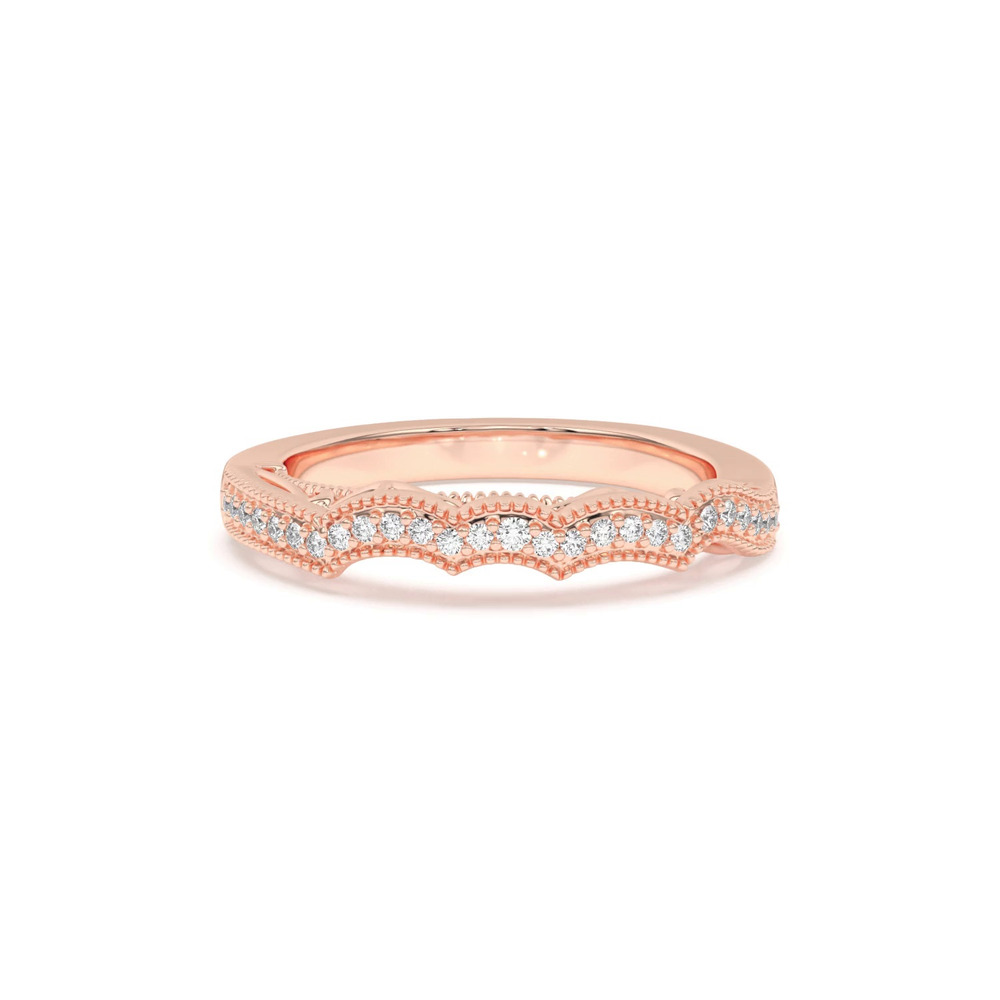 360 degree view of Oasis Filigree Pavé Lab Curved Band