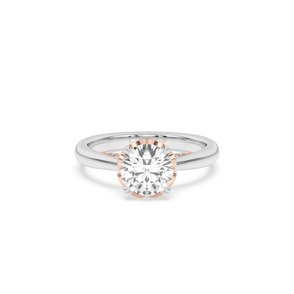 360 degree view of Roselle Petal Hidden Halo Engagement Ring
