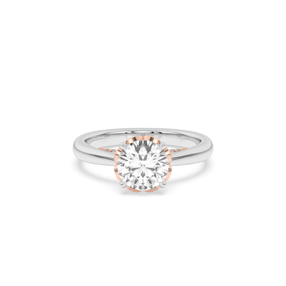 360 degree view of Roselle Petal Hidden Halo Engagement Ring