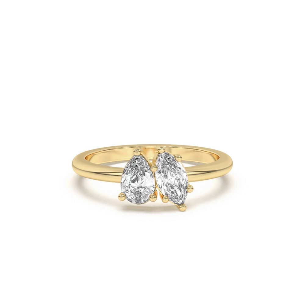 360 degree view of Toi et Moi Pear and Marquise Lab Ring (1.00 cttw)