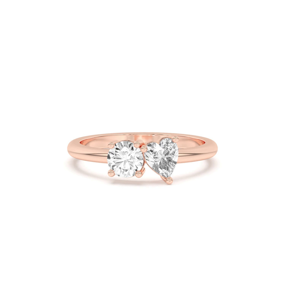 360 degree view of Toi et Moi Round and Heart Lab Ring (1.00 cttw)