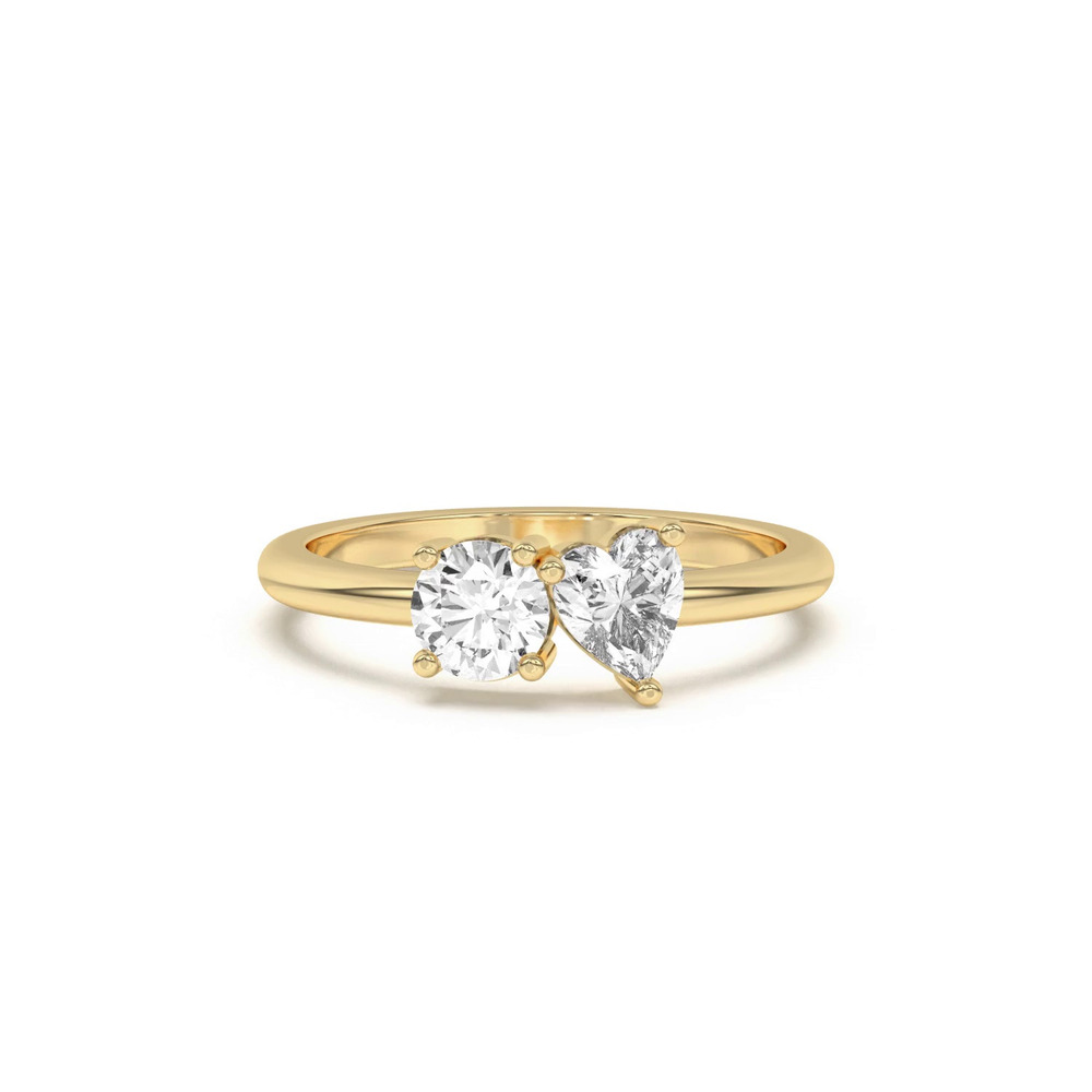 360 degree view of Toi et Moi Round and Heart Lab Ring (1.00 cttw)