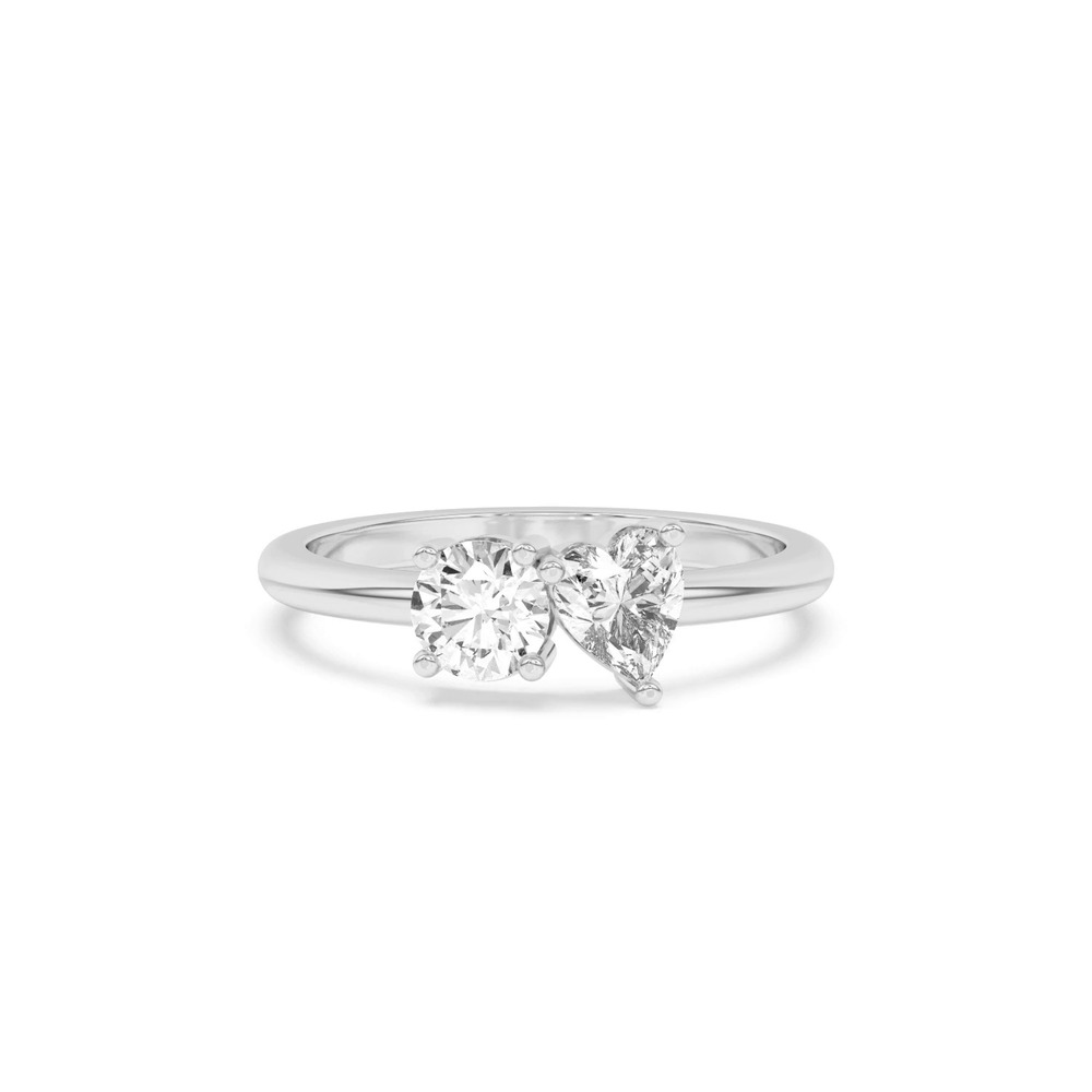 360 degree view of Toi et Moi Round and Heart Lab Ring (1.00 cttw)