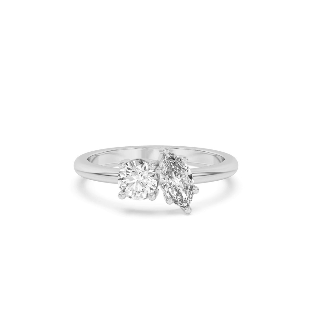 360 degree view of Toi et Moi Round and Marquise Lab Ring (1.00 cttw)
