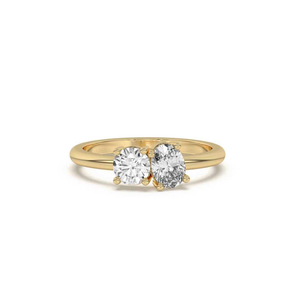 360 degree view of Toi et Moi Round and Oval Lab Ring (1.00 cttw)