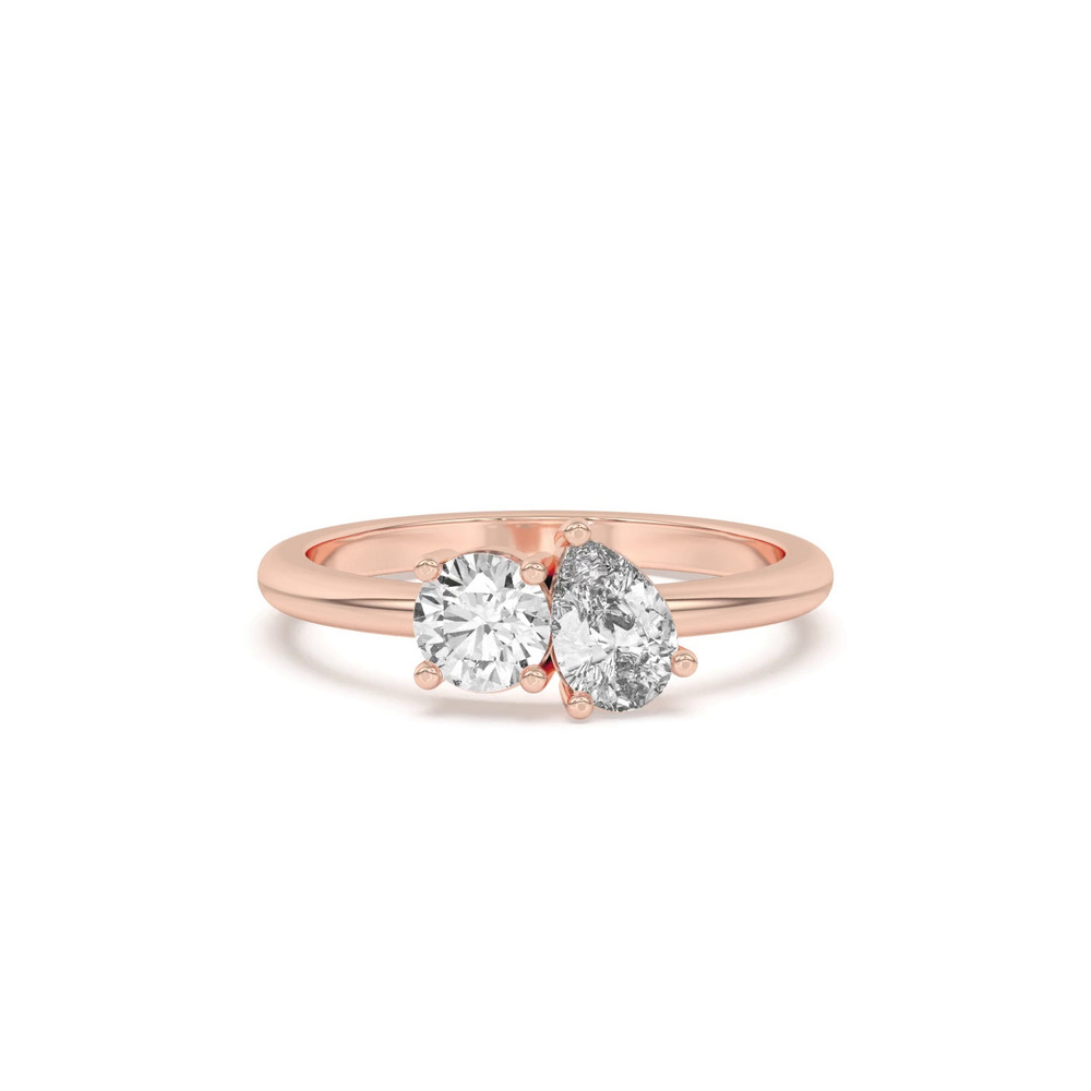 360 degree view of Toi et Moi Round and Pear Lab Ring (1.00 cttw)
