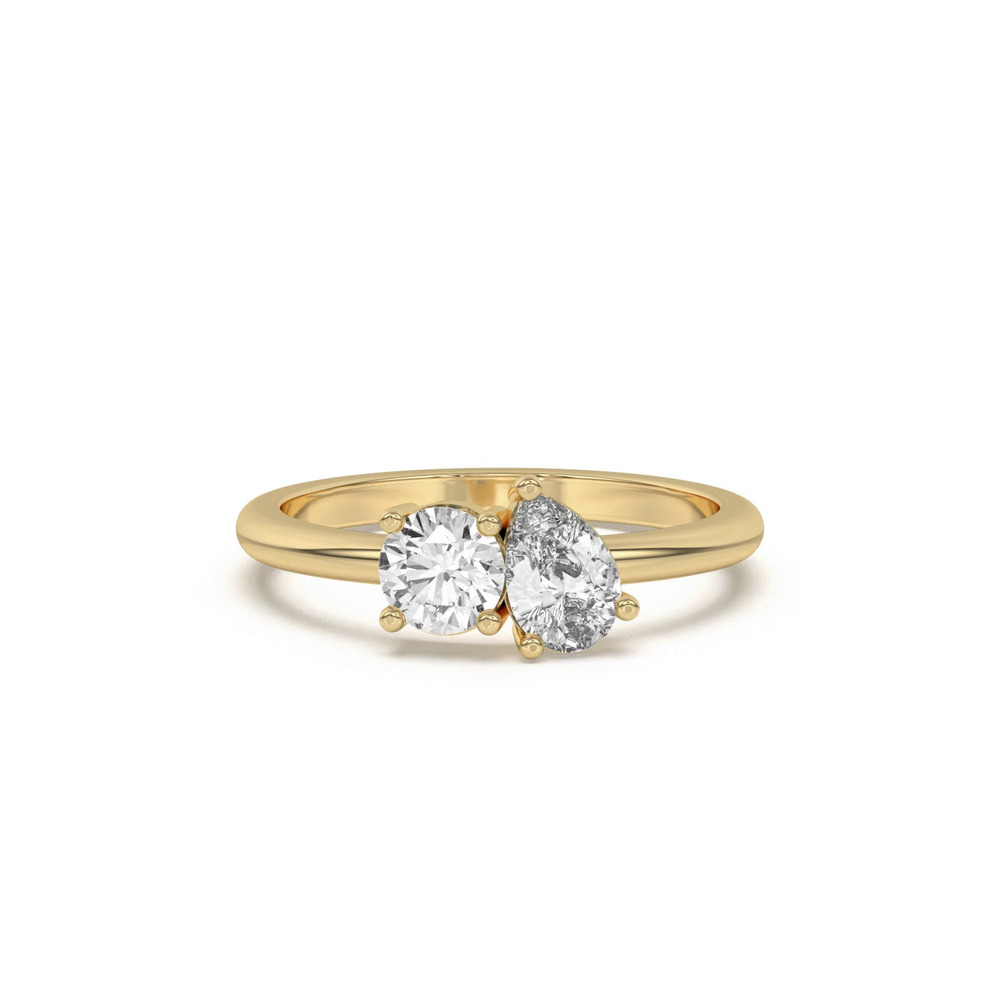 360 degree view of Toi et Moi Round and Pear Lab Ring (1.00 cttw)