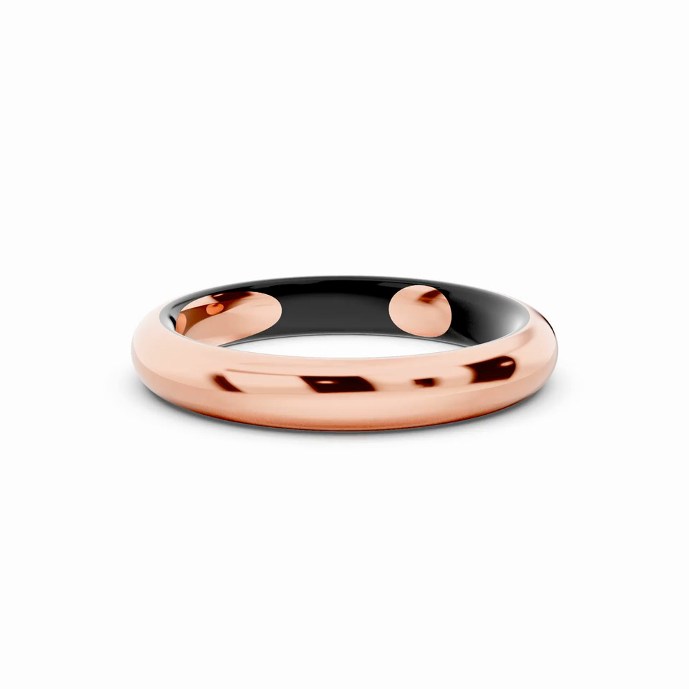 360 degree view of Black Ceramic Interior Comfort-Fit Gold Band (3mm)