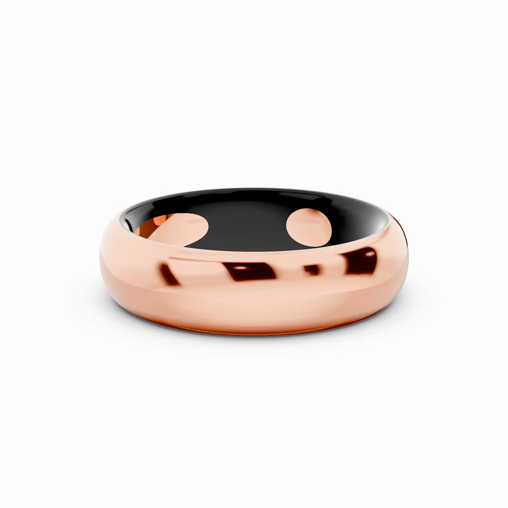 360 degree view of Black Ceramic Interior Comfort-Fit Gold Band (5mm)