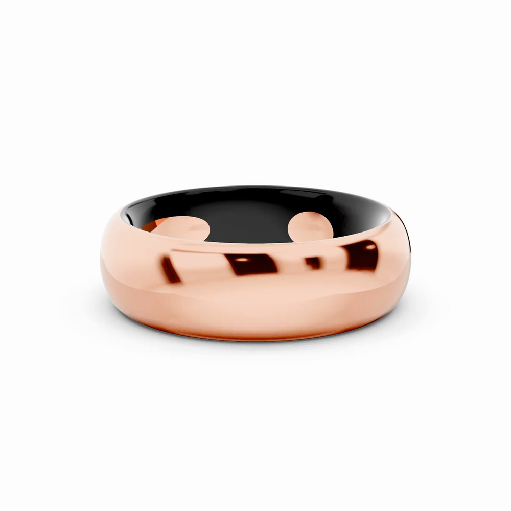 360 degree view of Black Ceramic Interior Comfort-Fit Gold Band (6mm)