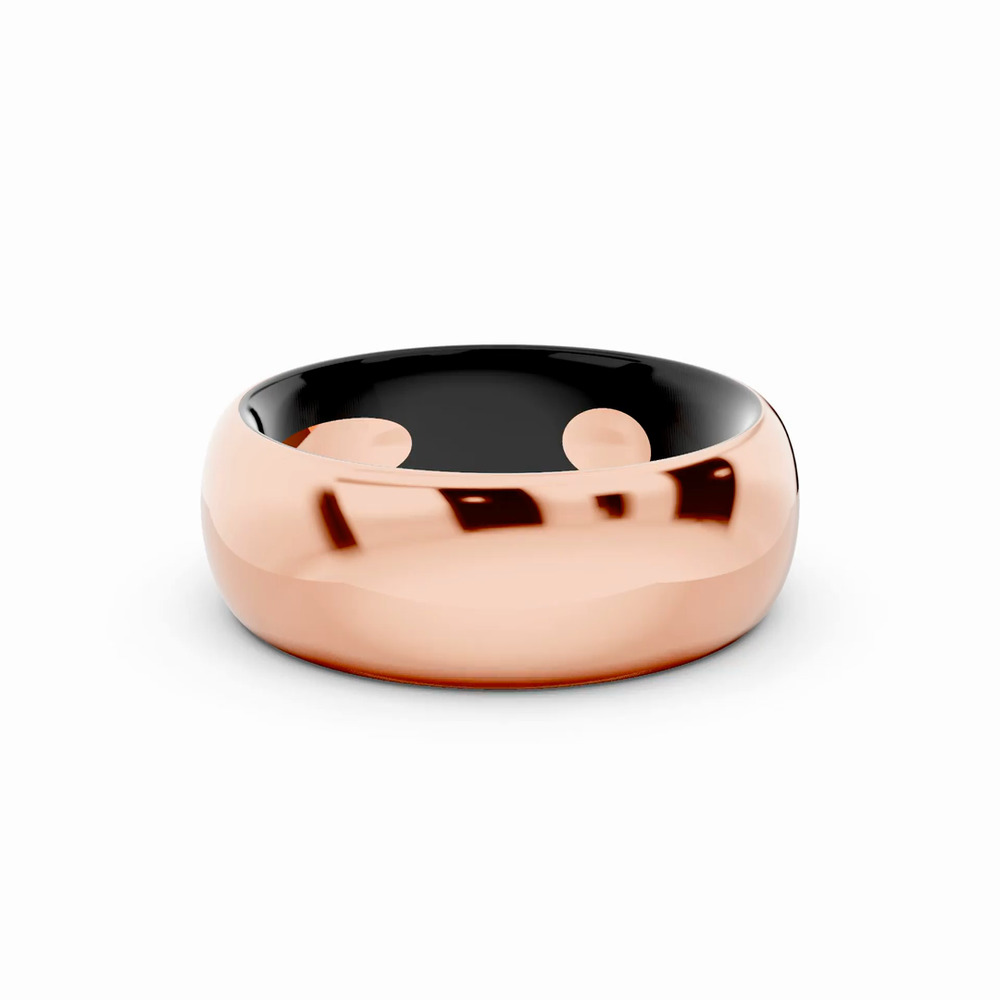 360 degree view of Black Ceramic Interior Comfort-Fit Gold Band (7mm)