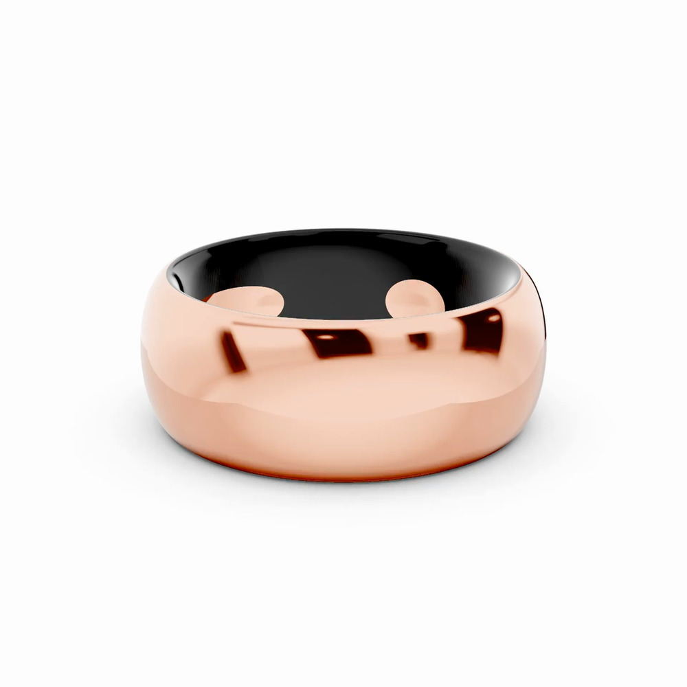 360 degree view of Black Ceramic Interior Comfort-Fit Gold Band (8mm)