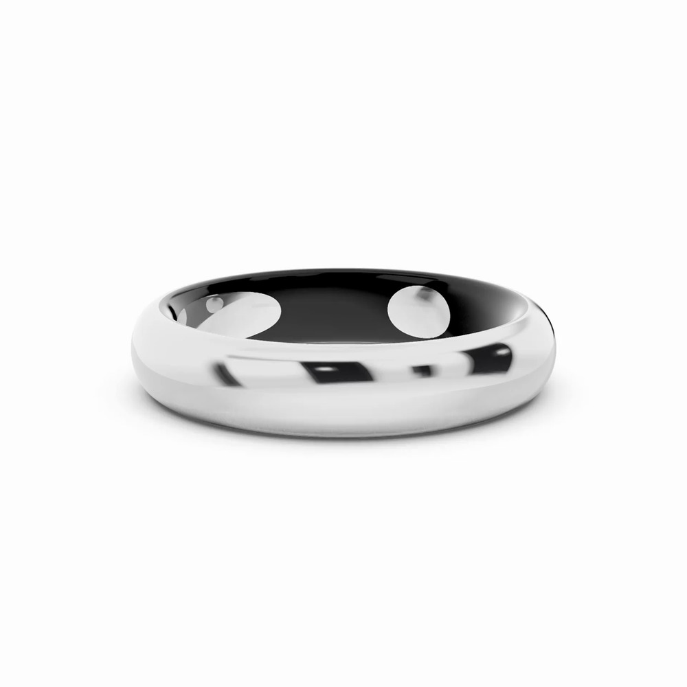 360 degree view of Black Ceramic Interior Comfort-Fit Gold Band (4mm)