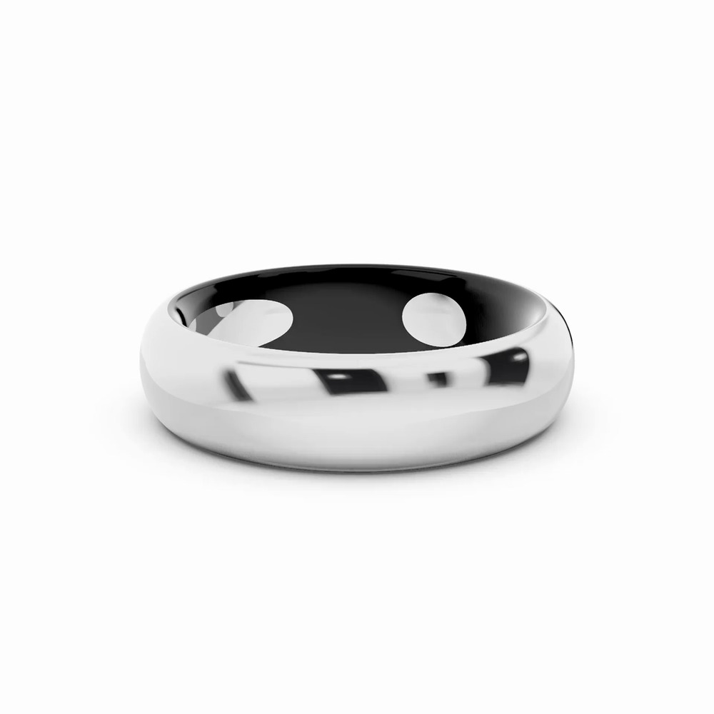 360 degree view of Black Ceramic Interior Comfort-Fit Gold Band (5mm)