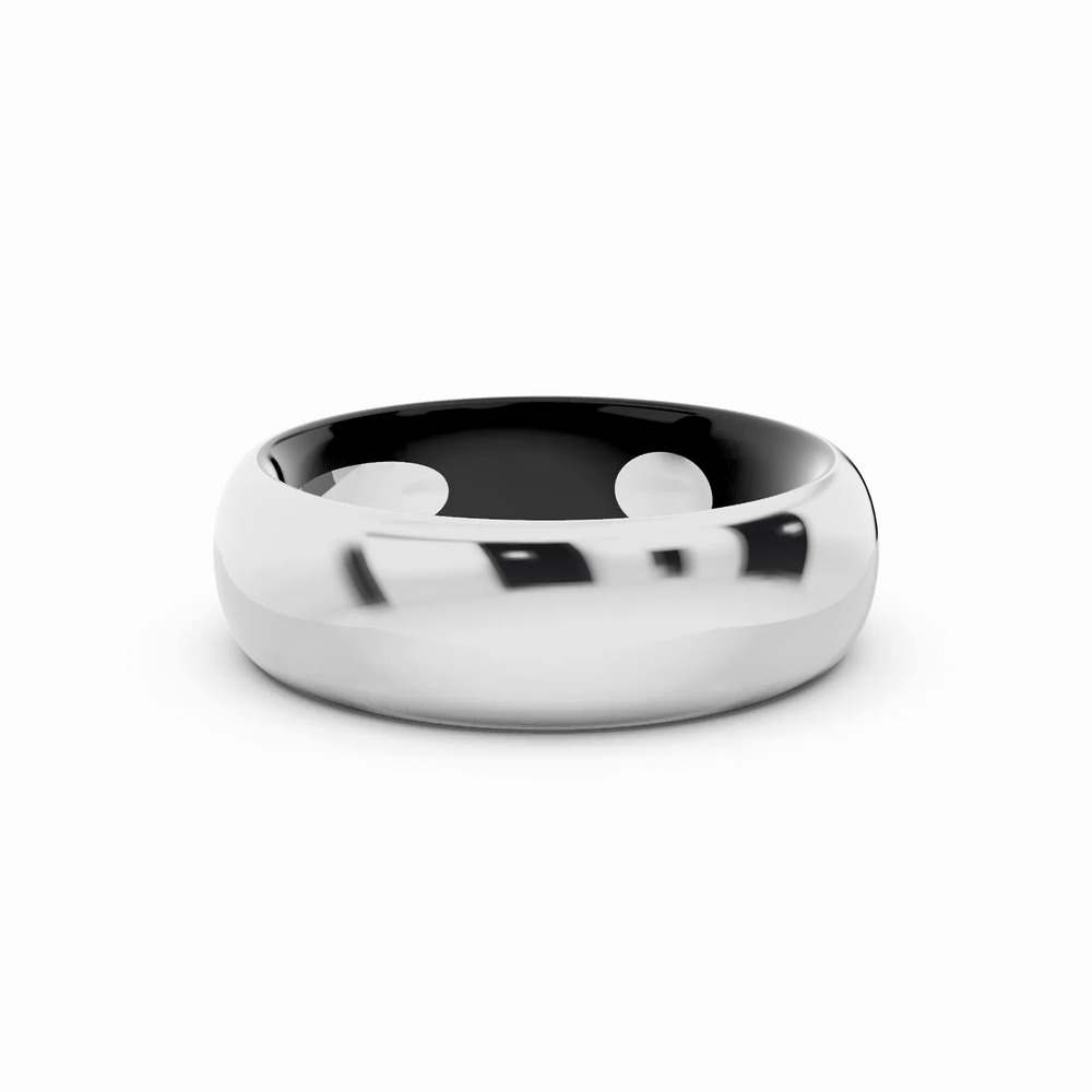 360 degree view of Black Ceramic Interior Comfort-Fit Gold Band (6mm)