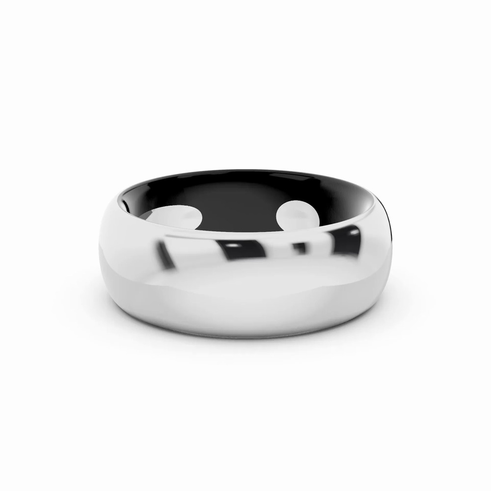 360 degree view of Black Ceramic Interior Comfort-Fit Gold Band (7mm)