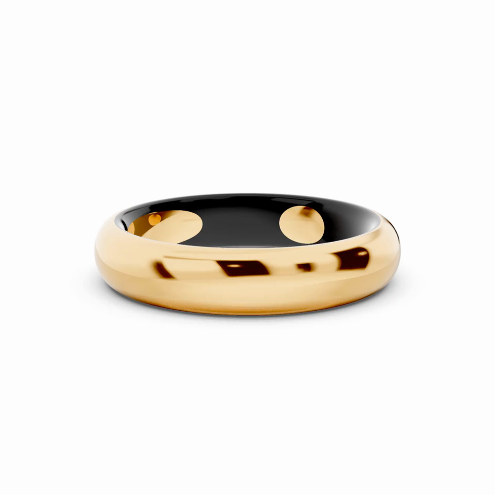 360 degree view of Black Ceramic Interior Comfort-Fit Gold Band (4mm)