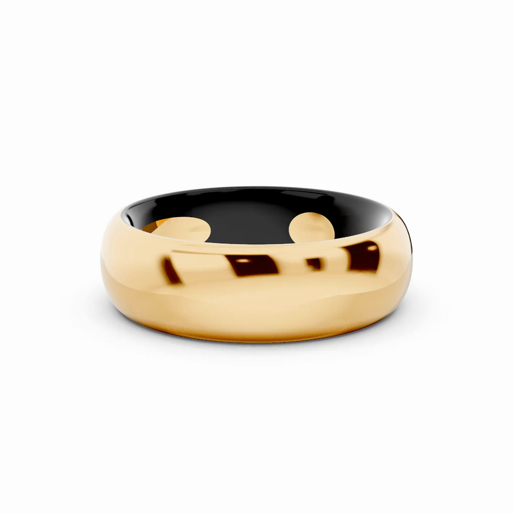 360 degree view of Black Ceramic Interior Comfort-Fit Gold Band (6mm)
