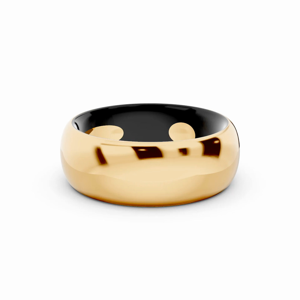 360 degree view of Black Ceramic Interior Comfort-Fit Gold Band (7mm)