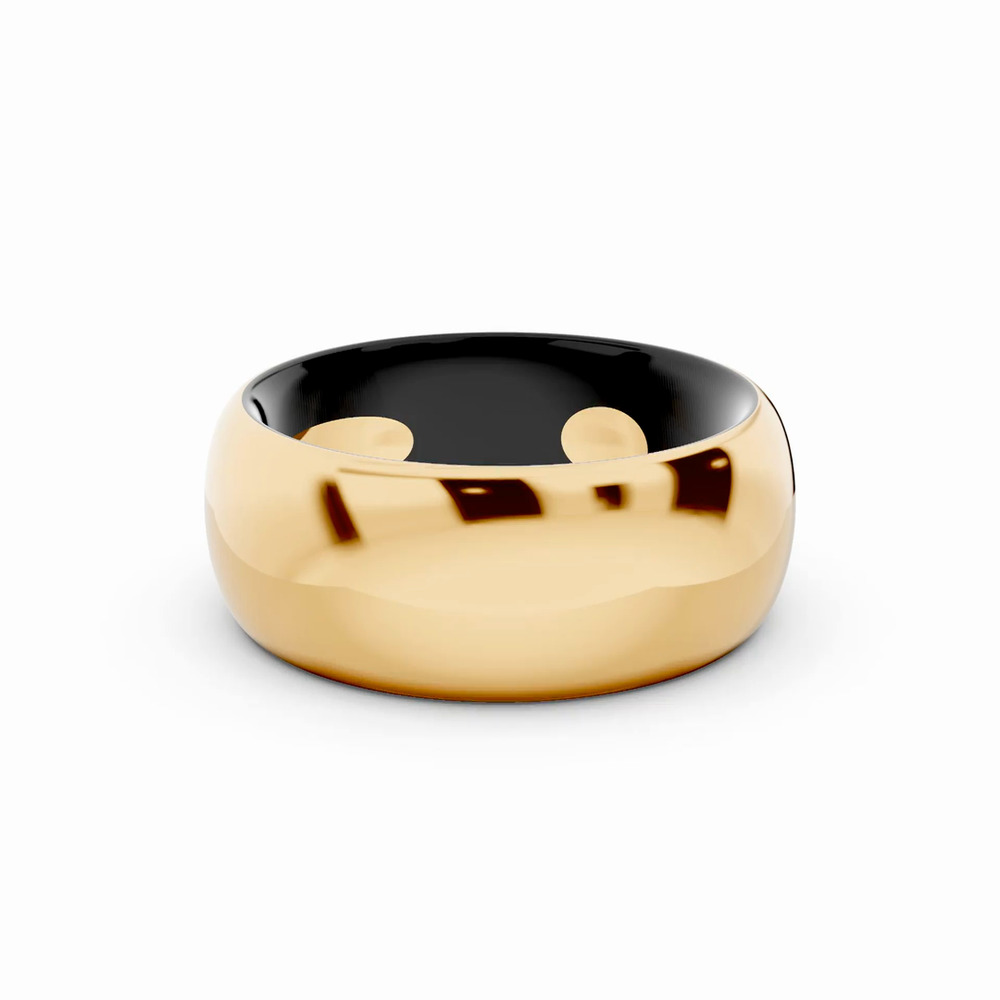 360 degree view of Black Ceramic Interior Comfort-Fit Gold Band (8mm)
