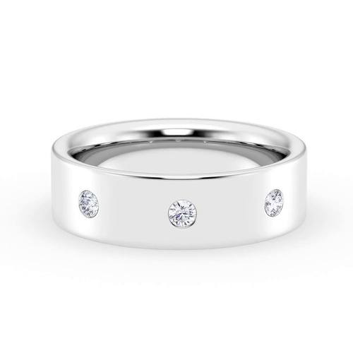 360 degree view of Flush Set Round Diamond Band (7mm)