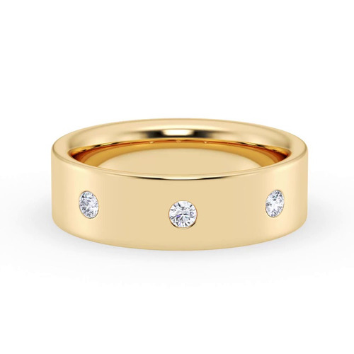 360 degree view of Flush Set Round Diamond Band (7mm)