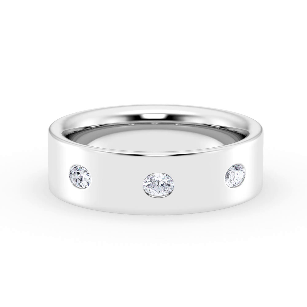360 degree view of Flush Set Oval Diamond Band (7mm)