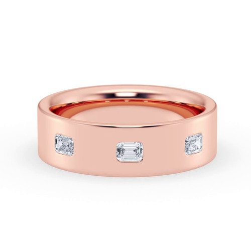 360 degree view of Flush Set Emerald-Cut Diamond Band (7mm)