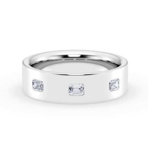 360 degree view of Flush Set Emerald-Cut Diamond Band (7mm)