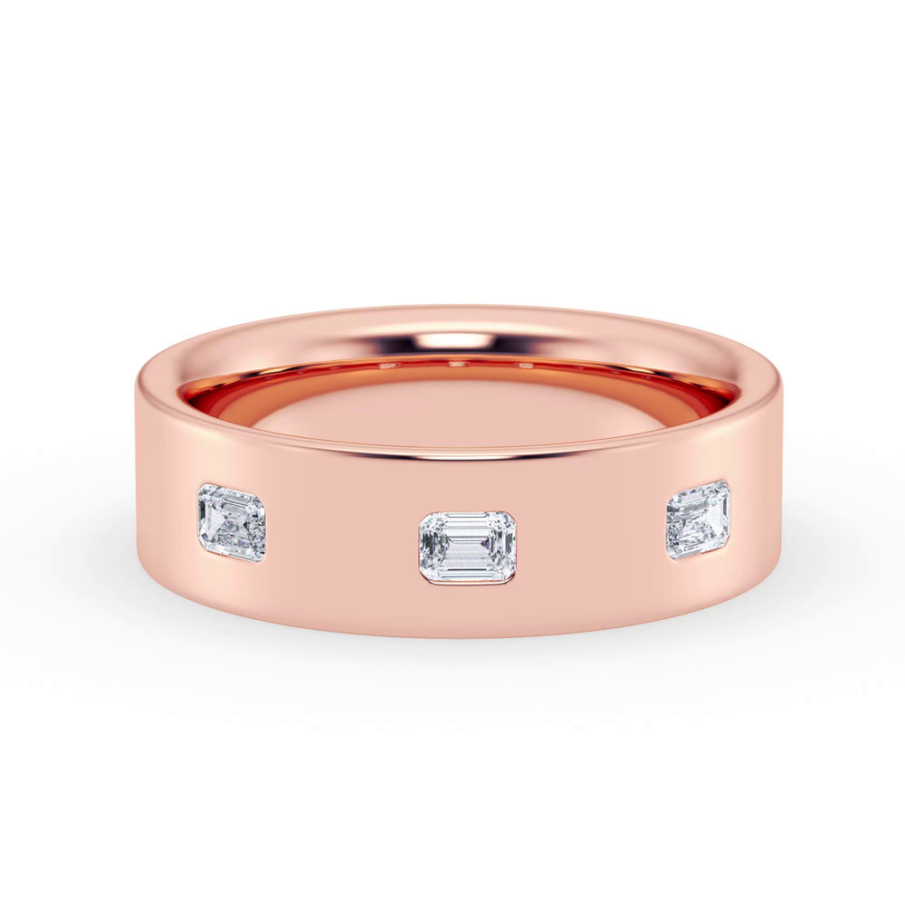 360 degree view of Flush Set Emerald-Cut Diamond Band (7mm)