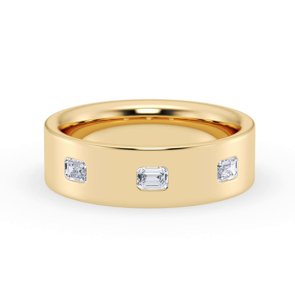 360 degree view of Flush Set Emerald-Cut Diamond Band (7mm)