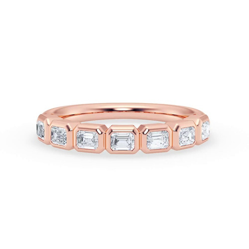 360 degree view of East-West Emerald-Cut Diamond Bezel Band