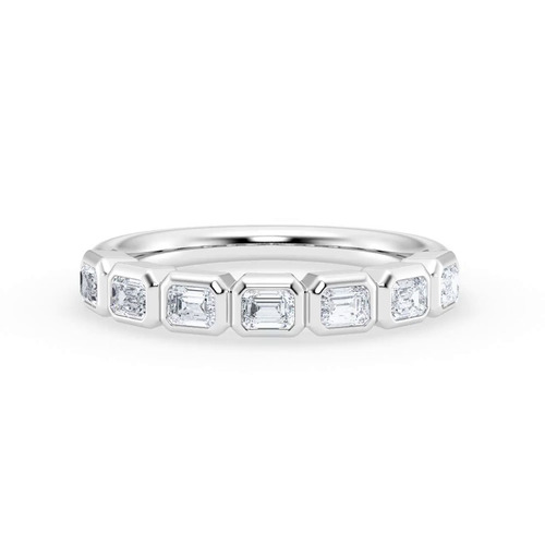 360 degree view of East-West Emerald-Cut Diamond Bezel Band